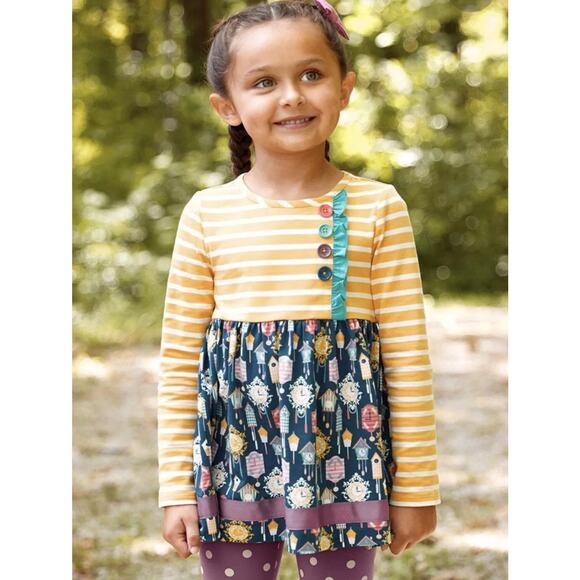 Matilda Jane Wonderment Time for Fun Tunic Top Size 2 Yellow Stripe Clock Print - Picture 11 of 11